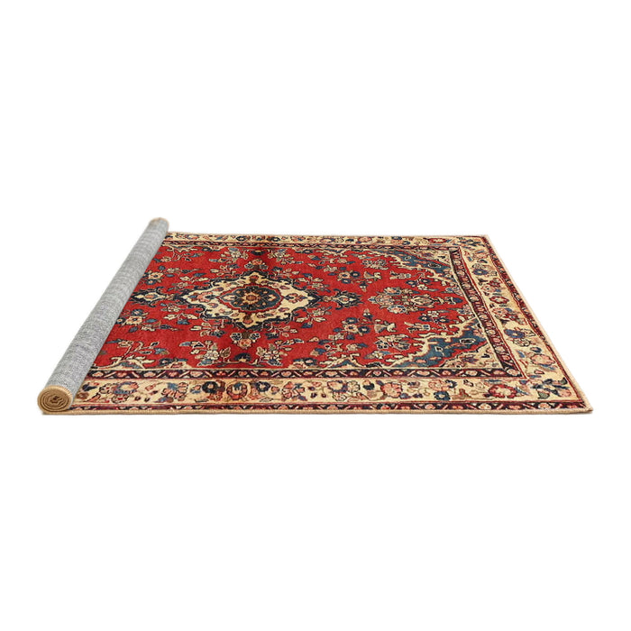 Sideview of Machine Washable Traditional Tomato Red Rug, wshtr3934