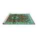 Sideview of Machine Washable Persian Turquoise Traditional Area Rugs, wshtr3934turq