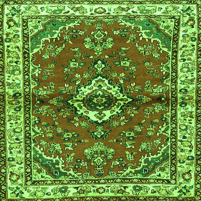 Round Machine Washable Persian Green Traditional Area Rugs, wshtr3934grn