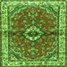 Round Machine Washable Persian Green Traditional Area Rugs, wshtr3934grn