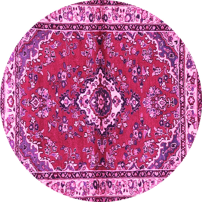 Round Persian Pink Traditional Rug, tr3934pnk