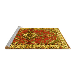 Sideview of Machine Washable Persian Yellow Traditional Rug, wshtr3934yw