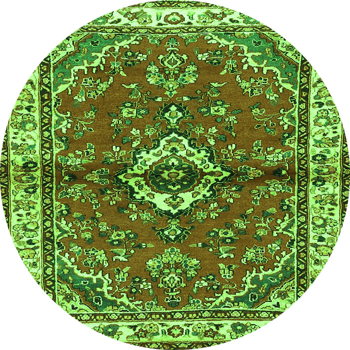 Square Persian Green Traditional Rug, tr3934grn