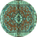 Round Persian Turquoise Traditional Rug, tr3934turq