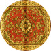 Round Persian Yellow Traditional Rug, tr3934yw