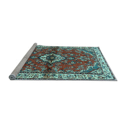 Sideview of Machine Washable Persian Light Blue Traditional Rug, wshtr3934lblu