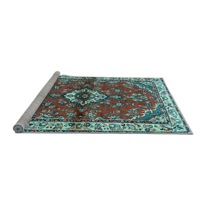 Sideview of Machine Washable Persian Light Blue Traditional Rug, wshtr3934lblu