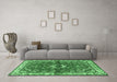 Machine Washable Persian Emerald Green Traditional Area Rugs in a Living Room,, wshtr3934emgrn