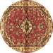 Round Persian Brown Traditional Rug, tr3934brn