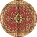 Round Machine Washable Persian Brown Traditional Rug, wshtr3934brn