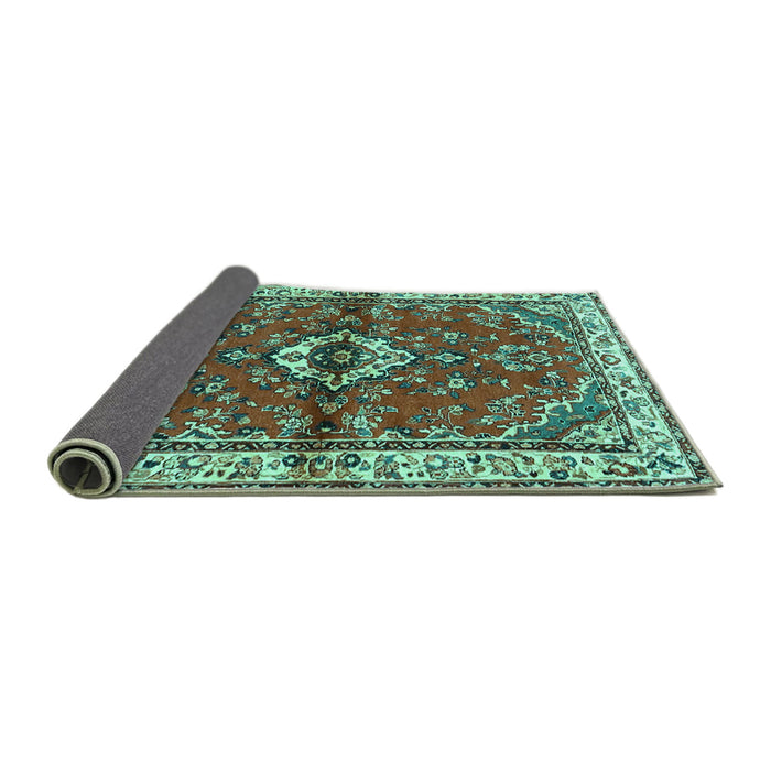 Sideview of Persian Turquoise Traditional Rug, tr3934turq