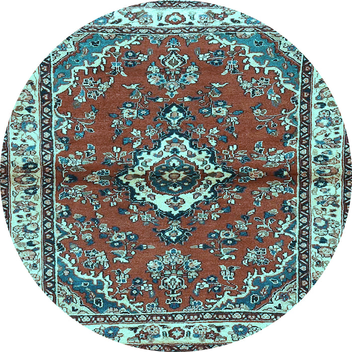 Round Persian Light Blue Traditional Rug, tr3934lblu