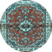 Round Persian Light Blue Traditional Rug, tr3934lblu