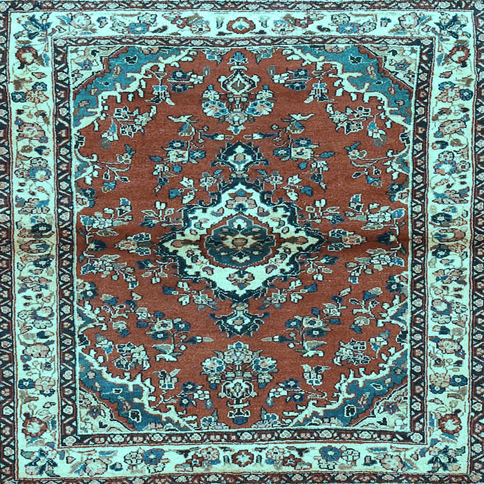 Square Machine Washable Persian Light Blue Traditional Rug, wshtr3934lblu