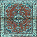 Square Machine Washable Persian Light Blue Traditional Rug, wshtr3934lblu