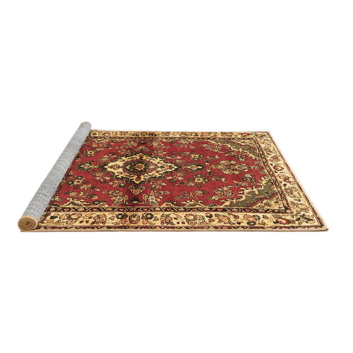 Sideview of Machine Washable Persian Brown Traditional Rug, wshtr3934brn
