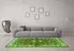 Machine Washable Persian Green Traditional Area Rugs in a Living Room,, wshtr3934grn