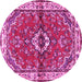 Round Machine Washable Persian Pink Traditional Rug, wshtr3934pnk