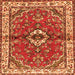 Round Machine Washable Persian Orange Traditional Area Rugs, wshtr3934org