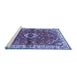 Sideview of Machine Washable Persian Blue Traditional Rug, wshtr3934blu