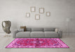 Machine Washable Persian Pink Traditional Rug in a Living Room, wshtr3934pnk