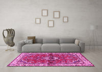 Machine Washable Persian Pink Traditional Rug, wshtr3934pnk