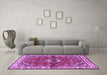 Machine Washable Persian Purple Traditional Area Rugs in a Living Room, wshtr3934pur