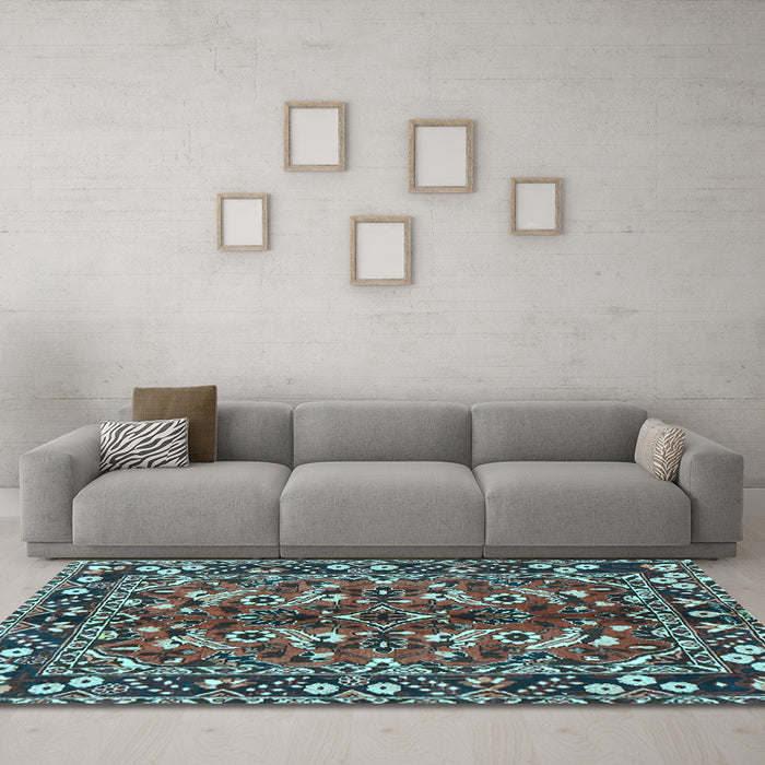 Machine Washable Persian Light Blue Traditional Rug in a Living Room, wshtr3935lblu