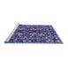 Sideview of Machine Washable Persian Blue Traditional Rug, wshtr3935blu