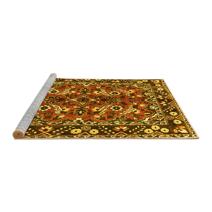 Sideview of Machine Washable Persian Yellow Traditional Rug, wshtr3935yw