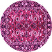 Round Machine Washable Persian Pink Traditional Rug, wshtr3935pnk