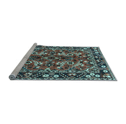 Sideview of Machine Washable Persian Light Blue Traditional Rug, wshtr3935lblu