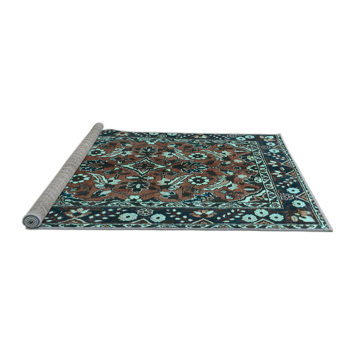 Sideview of Machine Washable Persian Light Blue Traditional Rug, wshtr3935lblu