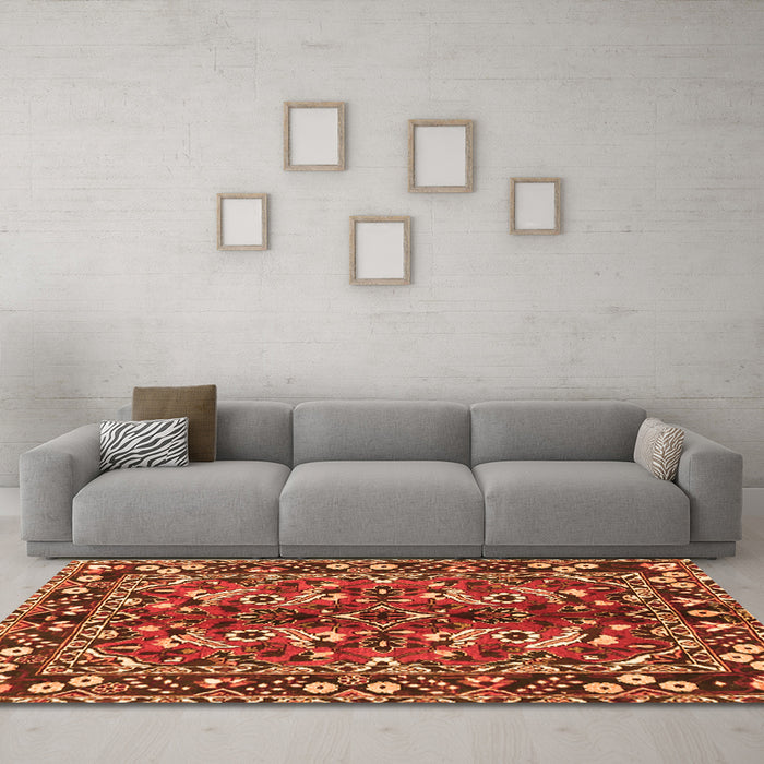 Machine Washable Persian Orange Traditional Area Rugs in a Living Room, wshtr3935org