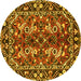 Round Machine Washable Persian Yellow Traditional Rug, wshtr3935yw