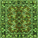 Round Machine Washable Persian Green Traditional Area Rugs, wshtr3935grn