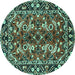 Round Persian Turquoise Traditional Rug, tr3935turq