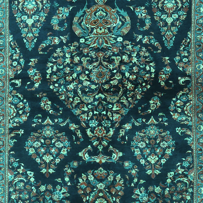 Machine Washable Persian Turquoise Traditional Area Rugs, wshtr3936turq
