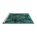 Sideview of Machine Washable Persian Turquoise Traditional Area Rugs, wshtr3936turq