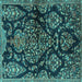 Square Persian Turquoise Traditional Rug, tr3936turq