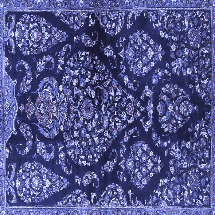 Square Machine Washable Persian Blue Traditional Rug, wshtr3936blu