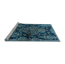 Sideview of Machine Washable Persian Light Blue Traditional Rug, wshtr3936lblu