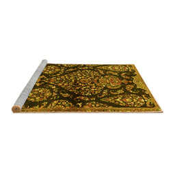 Sideview of Machine Washable Persian Yellow Traditional Rug, wshtr3936yw