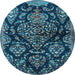 Round Machine Washable Persian Light Blue Traditional Rug, wshtr3936lblu