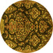 Round Persian Yellow Traditional Rug, tr3936yw