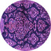 Round Machine Washable Persian Purple Traditional Area Rugs, wshtr3936pur