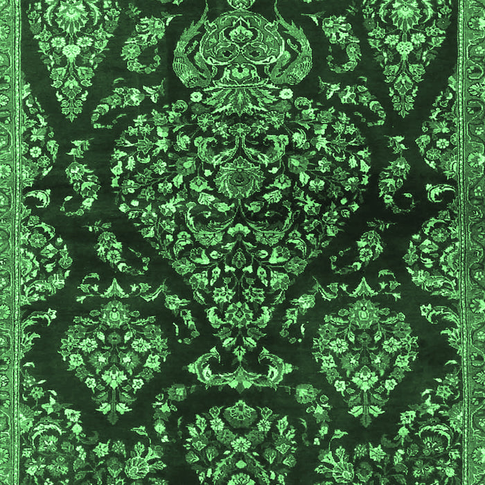 Machine Washable Persian Emerald Green Traditional Area Rugs, wshtr3936emgrn