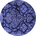 Round Persian Blue Traditional Rug, tr3936blu