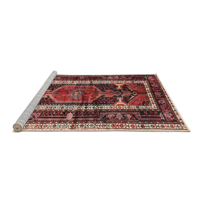 Sideview of Machine Washable Traditional Saffron Red Rug, wshtr3937