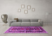 Machine Washable Medallion Purple Traditional Area Rugs in a Living Room, wshtr3937pur